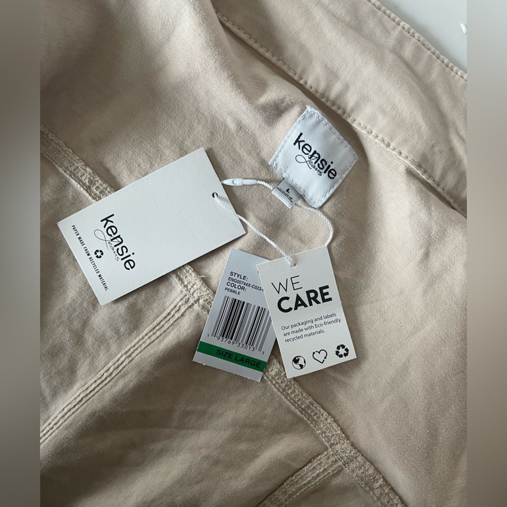 Kensie Women’s Jeans Jacket TAN Utility Military Pockets Size Large NEW NWT - Picture 5 of 10